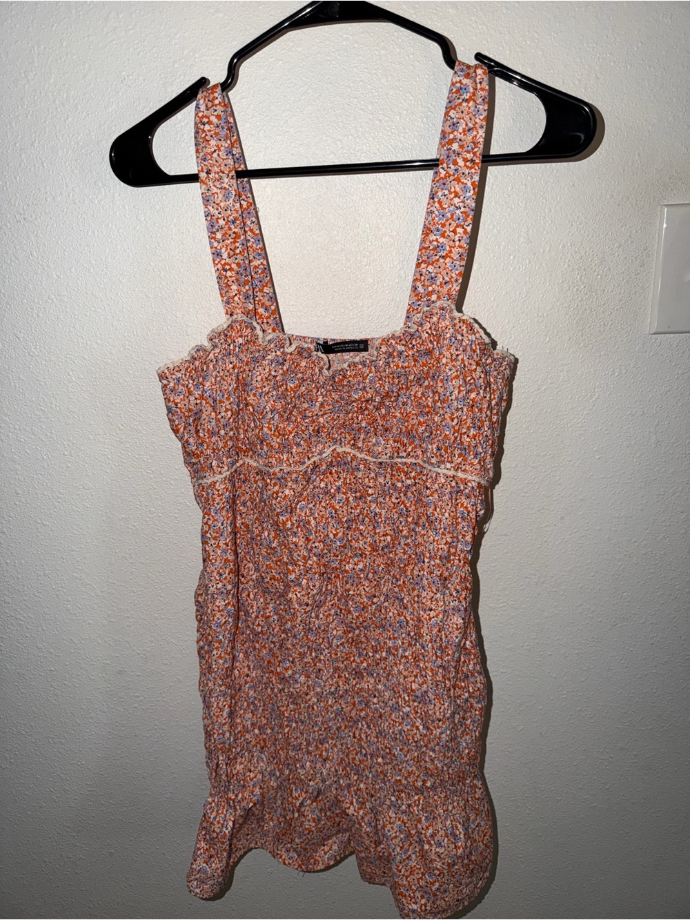 Zara Orange Floral Smocked Mini Dress/Longline Top